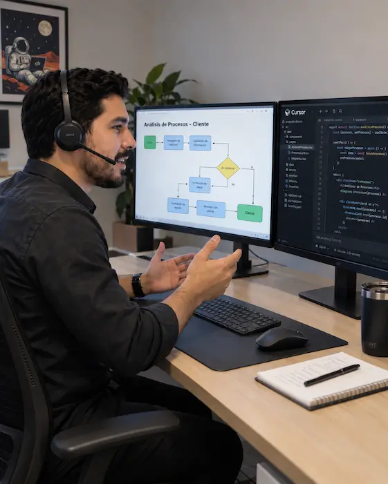 Desarrollador de Digind analizando procesos y creando aplicaciones en la nube