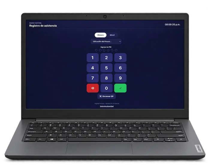 Reloj checador de Digind Control de Asistencias en una laptop